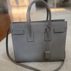 Saint Laurent classic small sac de jour, grained leather gray